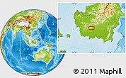 Physical Location Map of the area around 1° 24' 2" S, 112° 16' 30" E