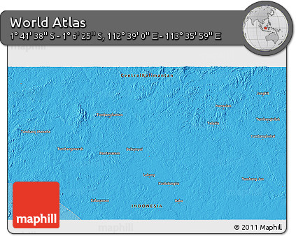 Political 3D Map of the Area around 1° 24' 2" S, 113° 7' 30" E