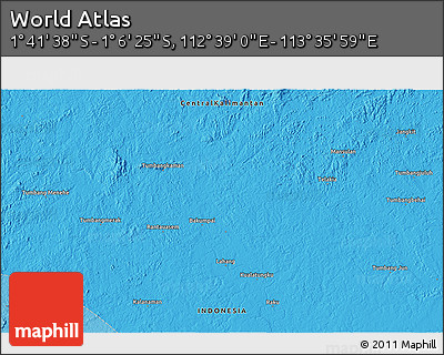 Political 3D Map of the Area around 1° 24' 2" S, 113° 7' 30" E