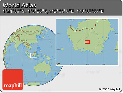 Savanna Style Location Map of the Area around 1° 24' 2" S, 113° 7' 30" E