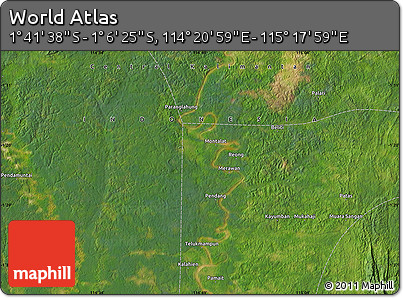 Satellite Map of the Area around 1° 24' 2" S, 114° 49' 29" E