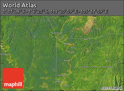 Satellite Map of the Area around 1° 24' 2" S, 114° 49' 29" E