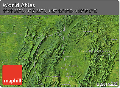 Satellite Map of the Area around 1° 24' 2" S, 115° 40' 30" E