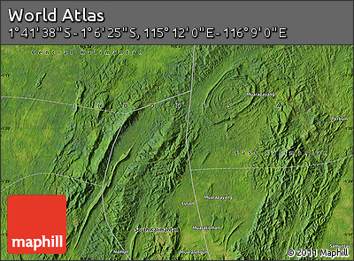 Satellite Map of the Area around 1° 24' 2" S, 115° 40' 30" E