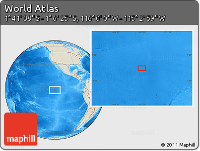 Shaded Relief Location Map of the Area around 1° 24' 2" S, 115° 31' 30" W