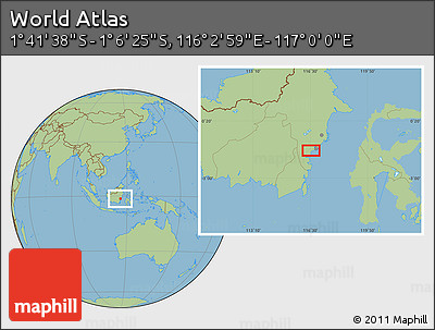 Savanna Style Location Map of the Area around 1° 24' 2" S, 116° 31' 30" E