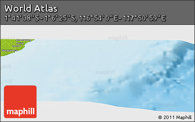 Physical Panoramic Map of the Area around 1° 24' 2" S, 117° 22' 30" E