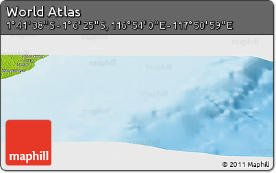 Physical Panoramic Map of the Area around 1° 24' 2" S, 117° 22' 30" E