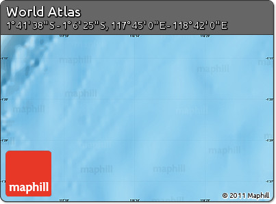 Physical Map of the Area around 1° 24' 2" S, 118° 13' 29" E