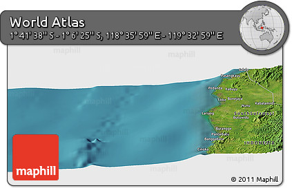 Satellite Panoramic Map of the Area around 1° 24' 2" S, 119° 4' 29" E