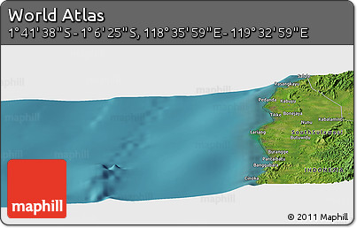 Satellite Panoramic Map of the Area around 1° 24' 2" S, 119° 4' 29" E