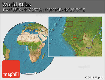 Satellite Location Map of the Area around 1° 24' 2" S, 11° 58' 29" E