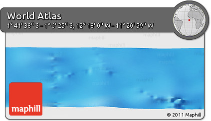 Physical Panoramic Map of the Area around 1° 24' 2" S, 11° 49' 29" W
