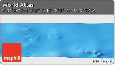 Physical Panoramic Map of the Area around 1° 24' 2" S, 11° 49' 29" W