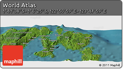 Satellite Panoramic Map of the Area around 1° 24' 2" S, 123° 19' 29" E