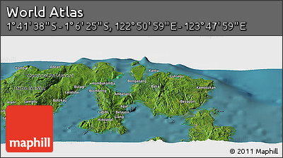 Satellite Panoramic Map of the Area around 1° 24' 2" S, 123° 19' 29" E