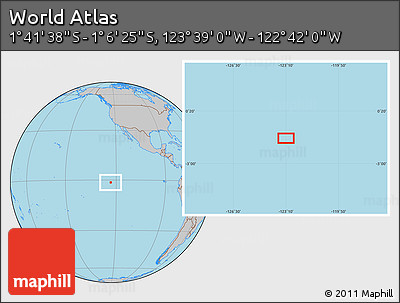 Gray Location Map of the Area around 1° 24' 2" S, 123° 10' 30" W