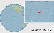 Savanna Style Location Map of the area around 1° 24' 2" S, 123° 10' 30" W, hill shading