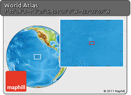 Physical Location Map of the Area around 1° 24' 2" S, 124° 1' 30" W