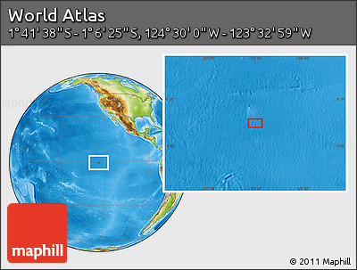Physical Location Map of the Area around 1° 24' 2" S, 124° 1' 30" W