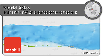Physical Panoramic Map of the Area around 1° 24' 2" S, 125° 1' 30" E