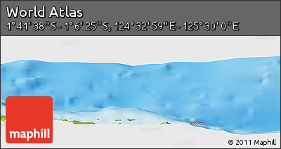 Physical Panoramic Map of the Area around 1° 24' 2" S, 125° 1' 30" E