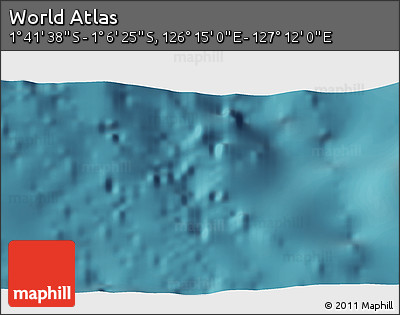 Satellite 3D Map of the Area around 1° 24' 2" S, 126° 43' 29" E