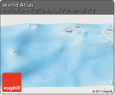 Shaded Relief 3D Map of the Area around 1° 24' 2" S, 129° 16' 30" E