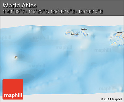 Shaded Relief 3D Map of the Area around 1° 24' 2" S, 129° 16' 30" E