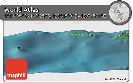 Satellite Panoramic Map of the Area around 1° 24' 2" S, 129° 16' 30" E