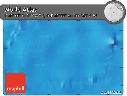 Physical Map of the Area around 1° 24' 2" S, 134° 13' 29" W