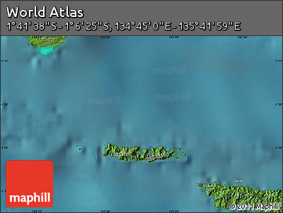 Satellite Map of the Area around 1° 24' 2" S, 135° 13' 29" E