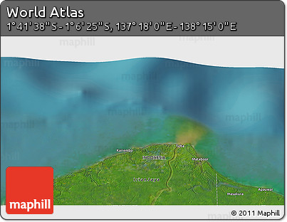 Satellite 3D Map of the Area around 1° 24' 2" S, 137° 46' 30" E