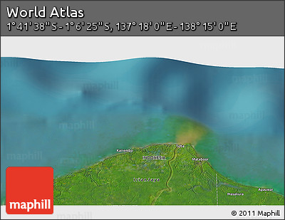 Satellite 3D Map of the Area around 1° 24' 2" S, 137° 46' 30" E