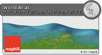 Satellite Panoramic Map of the Area around 1° 24' 2" S, 137° 46' 30" E