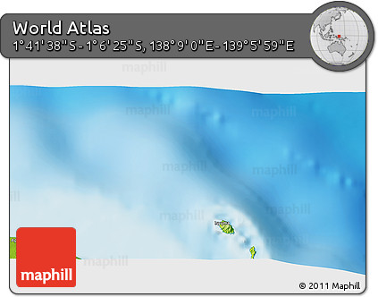 Physical 3D Map of the Area around 1° 24' 2" S, 138° 37' 30" E