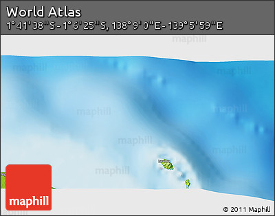 Physical 3D Map of the Area around 1° 24' 2" S, 138° 37' 30" E