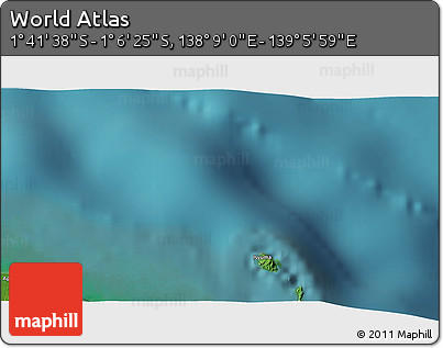 Satellite 3D Map of the Area around 1° 24' 2" S, 138° 37' 30" E