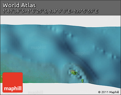 Satellite 3D Map of the Area around 1° 24' 2" S, 138° 37' 30" E