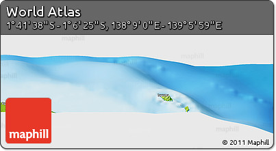 Physical Panoramic Map of the Area around 1° 24' 2" S, 138° 37' 30" E