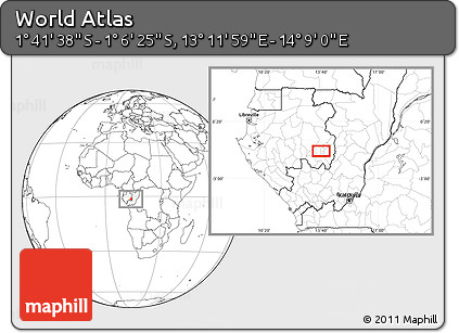 Blank Location Map of the Area around 1° 24' 2" S, 13° 40' 30" E