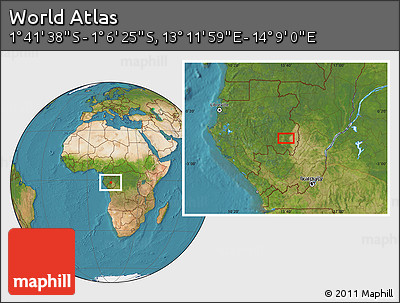 Satellite Location Map of the Area around 1° 24' 2" S, 13° 40' 30" E