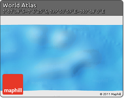 Shaded Relief 3D Map of the Area around 1° 24' 2" S, 140° 19' 29" E