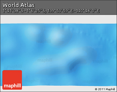 Shaded Relief 3D Map of the Area around 1° 24' 2" S, 140° 19' 29" E