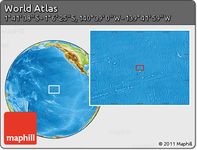 Physical Location Map of the Area around 1° 24' 2" S, 140° 10' 30" W
