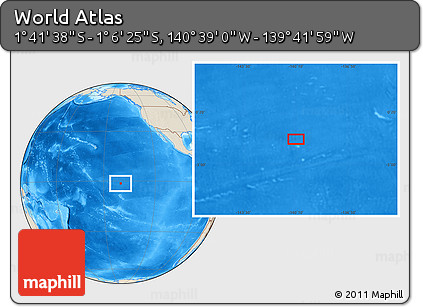 Shaded Relief Location Map of the Area around 1° 24' 2" S, 140° 10' 30" W