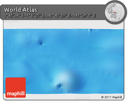 Shaded Relief 3D Map of the Area around 1° 24' 2" S, 141° 10' 30" E