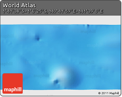 Shaded Relief 3D Map of the Area around 1° 24' 2" S, 141° 10' 30" E
