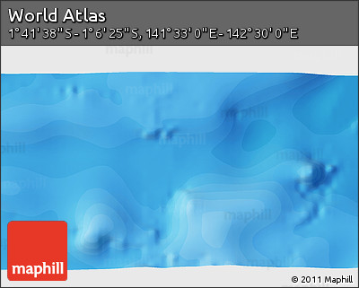 Political 3D Map of the Area around 1° 24' 2" S, 142° 1' 30" E