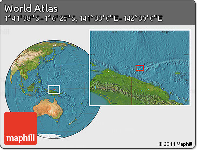 Satellite Location Map of the Area around 1° 24' 2" S, 142° 1' 30" E